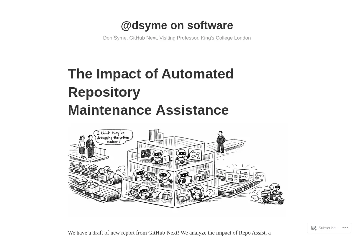 @dsyme on software – Don Syme, GitHub Next, Visiting Professor, King's College London
