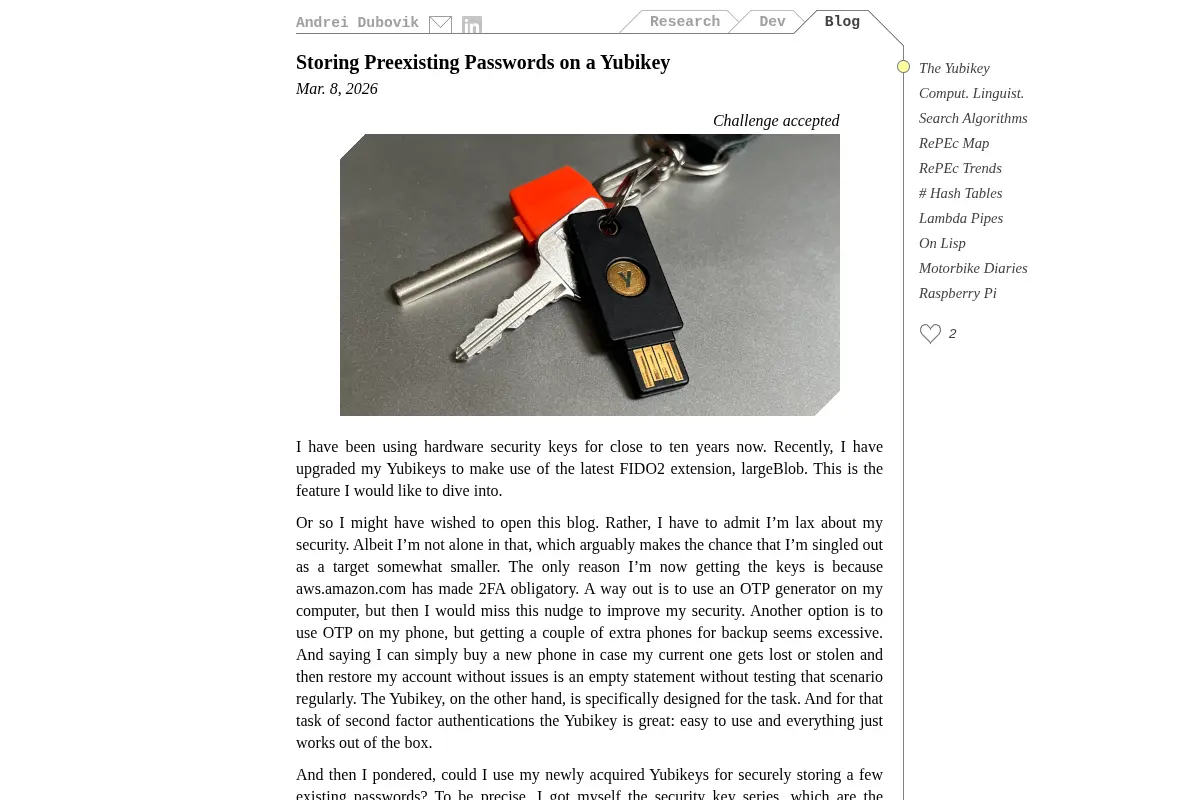 Storing Preexisting Passwords on a Yubikey