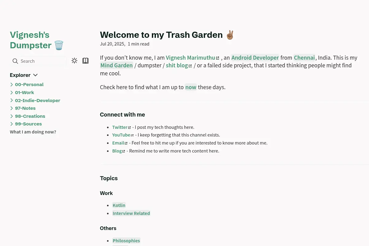 Welcome to my Trash Garden ✌🏽 - Vignesh Marimuthu