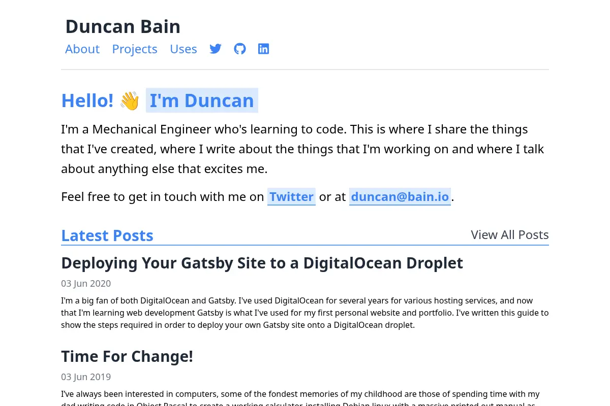 Duncan Bain - Personal Blog and Portfolio