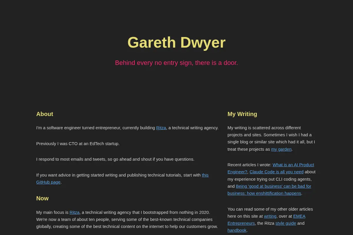Gareth Dwyer | Writer and Software Developer