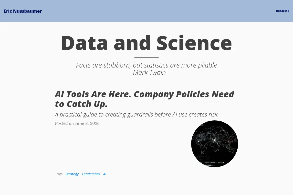Eric Nussbaumer - Thoughts and experiments in data science
