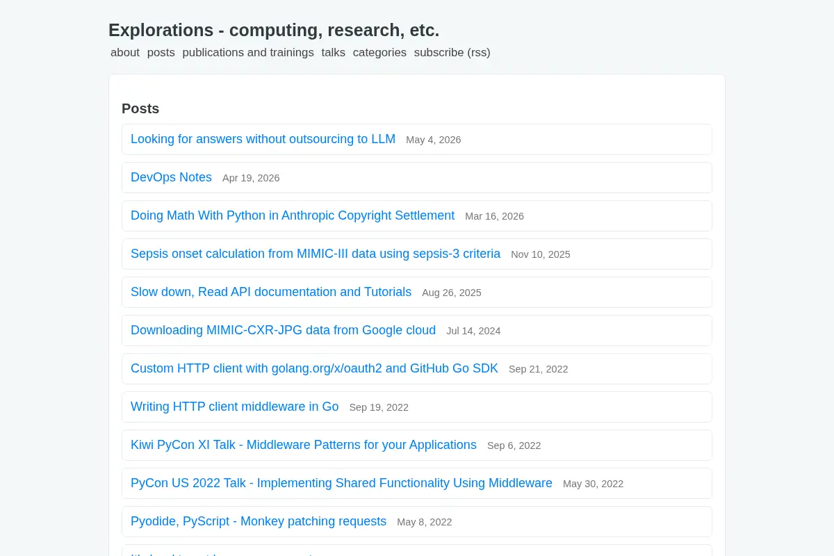 Explorations - computing, research, etc.