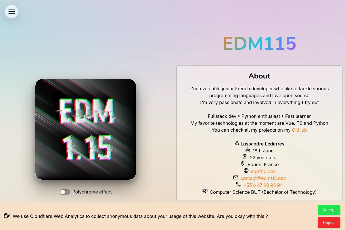EDM115 - French dev/gamer/music producer