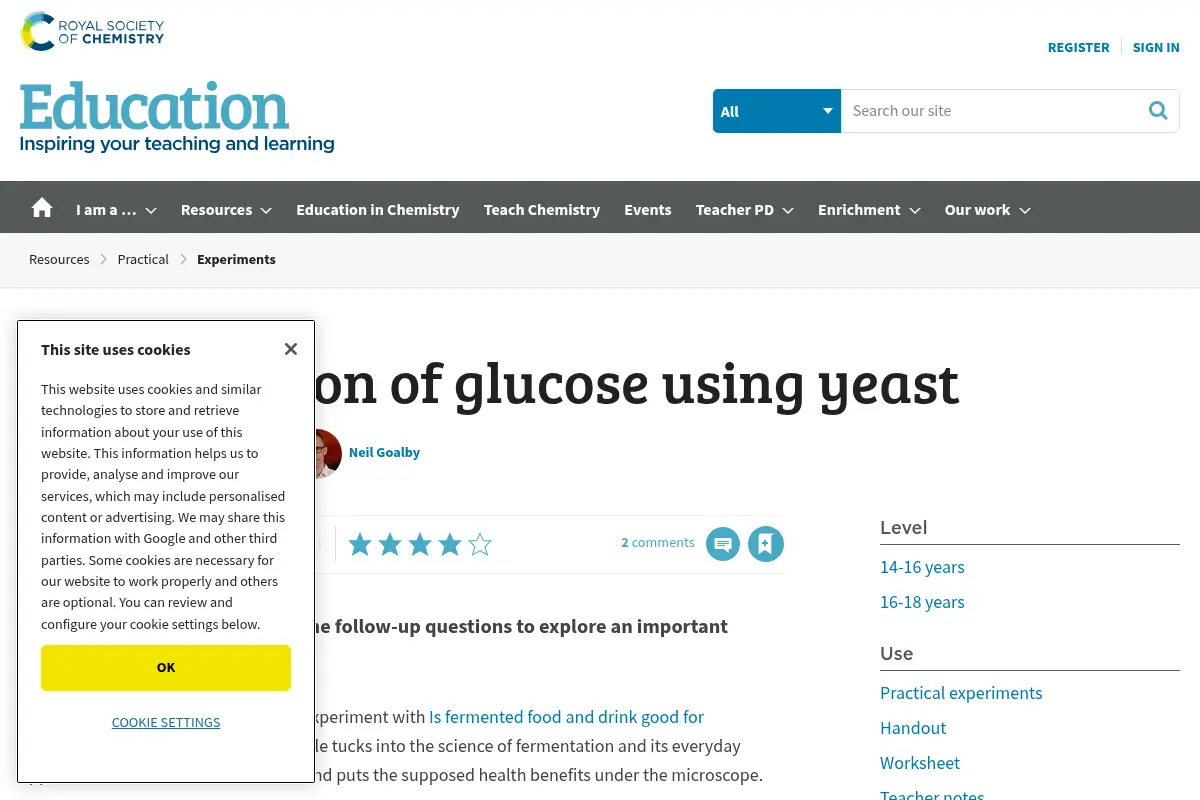 Fermentation of glucose using yeast | 14–16 years | Class experiment | RSC Education