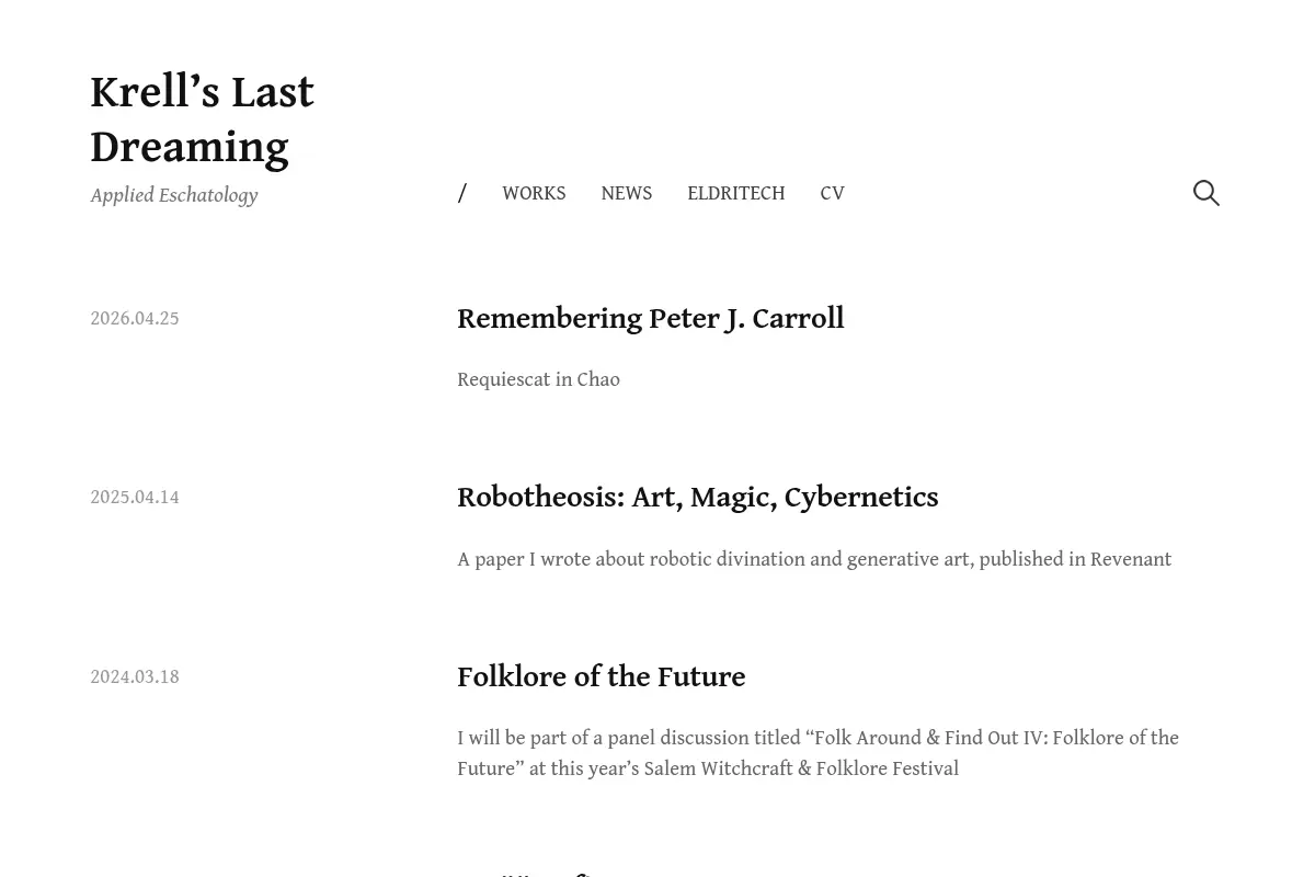 Krell’s Last Dreaming – Applied Eschatology