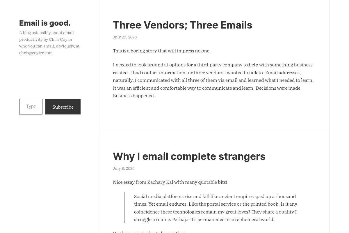 Email is good.