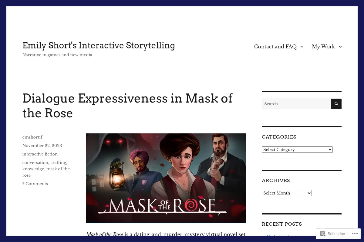 Emily Short's Interactive Storytelling