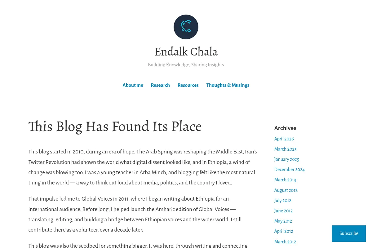 Endalk Chala – Building Knowledge, Sharing Insights
