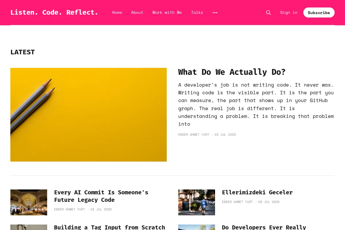 Listen. Code. Reflect.