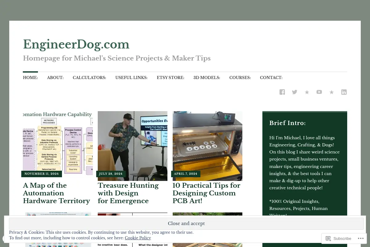 EngineerDog.com – Michael's Science Projects & Maker Tips