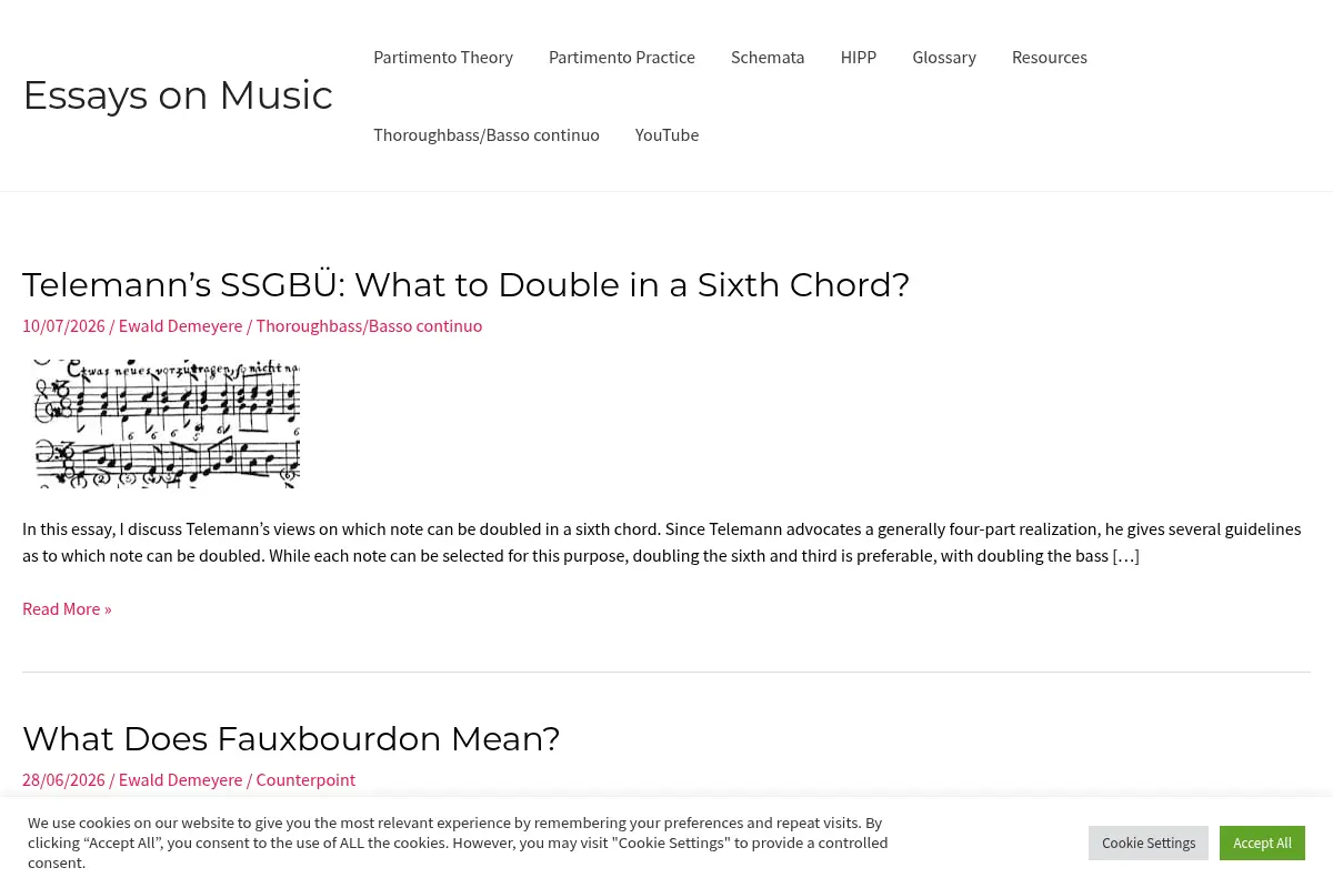 Essays on Music – About Historical Music Theory (Partimento, Counterpoint, Schemata, Thoroughbass, Analysis) and HIPP