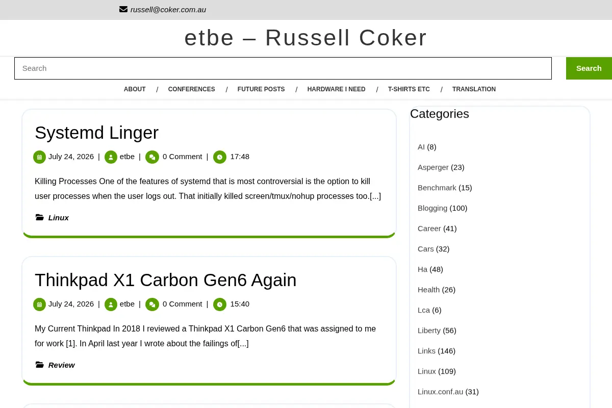 etbe – Russell Coker – Linux, politics, and other interesting things