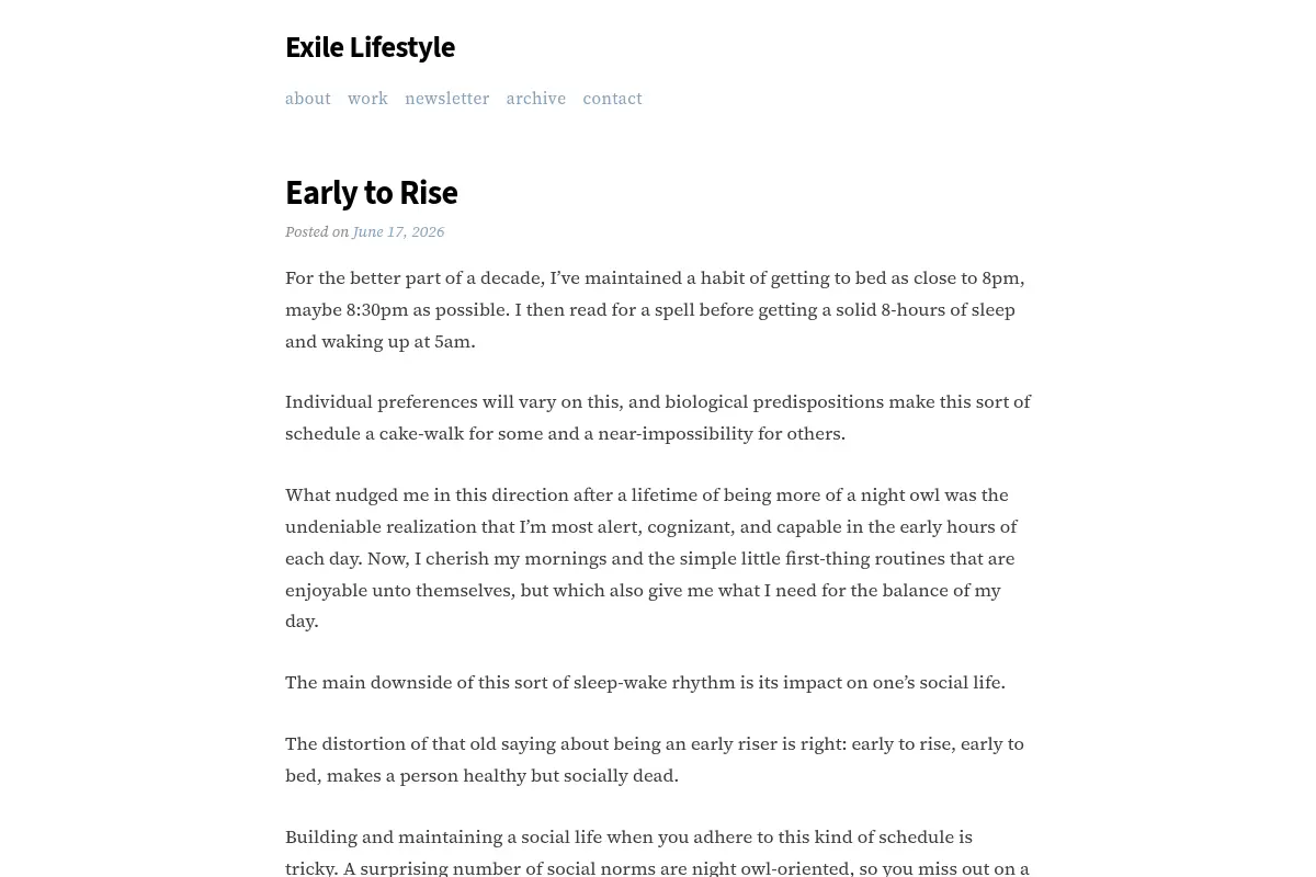 Exile Lifestyle