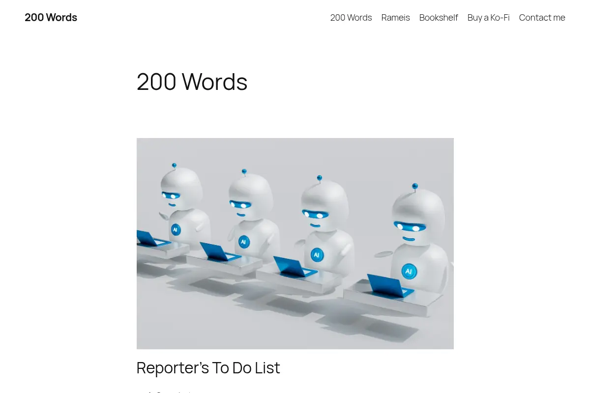 200 Words – Gerard Cunningham writes 200 words at a time