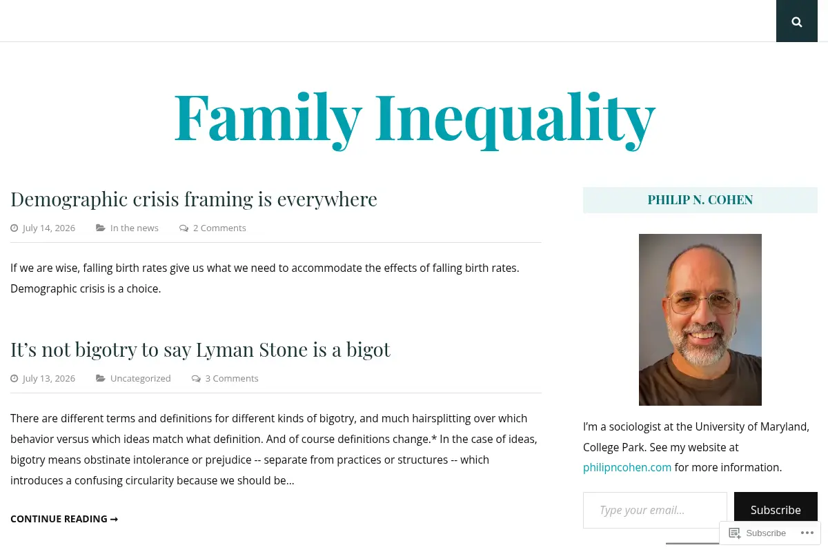 Family Inequality – by Philip N. Cohen