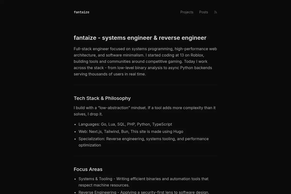 fantaize - systems programming & reverse engineering
