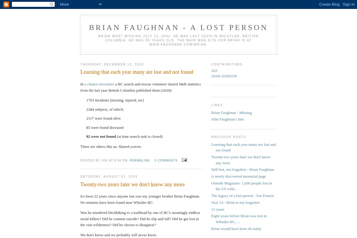 Brian Faughnan - A Lost Person
