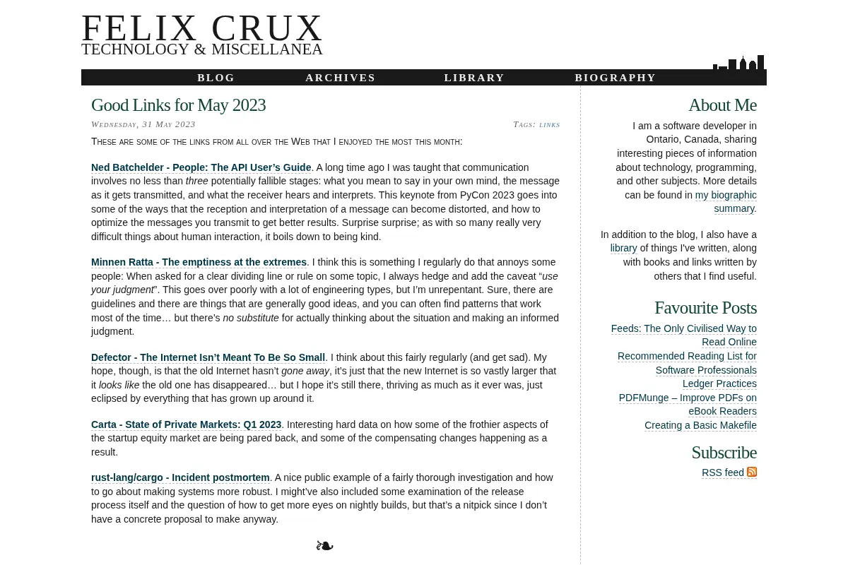 Technology and Miscellanea - Felix Crux