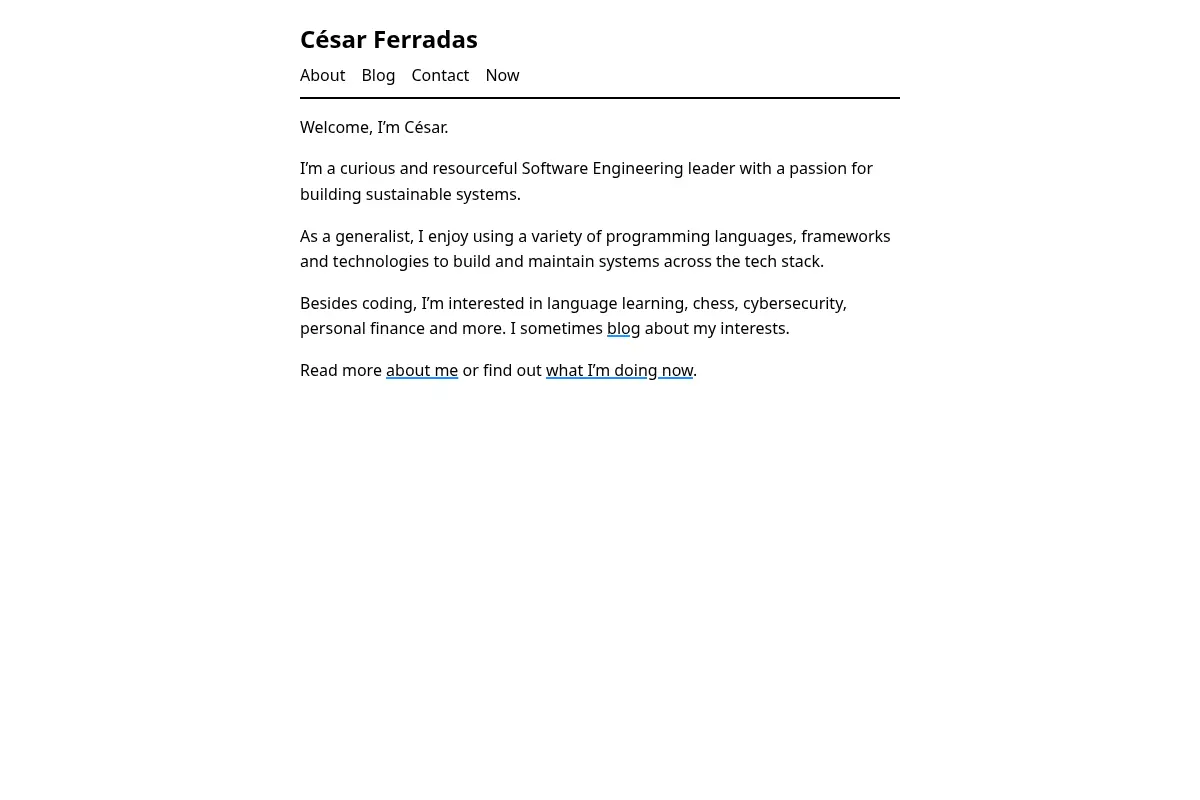 César Ferradas | Software Engineering, Business, Minimalism, Finance