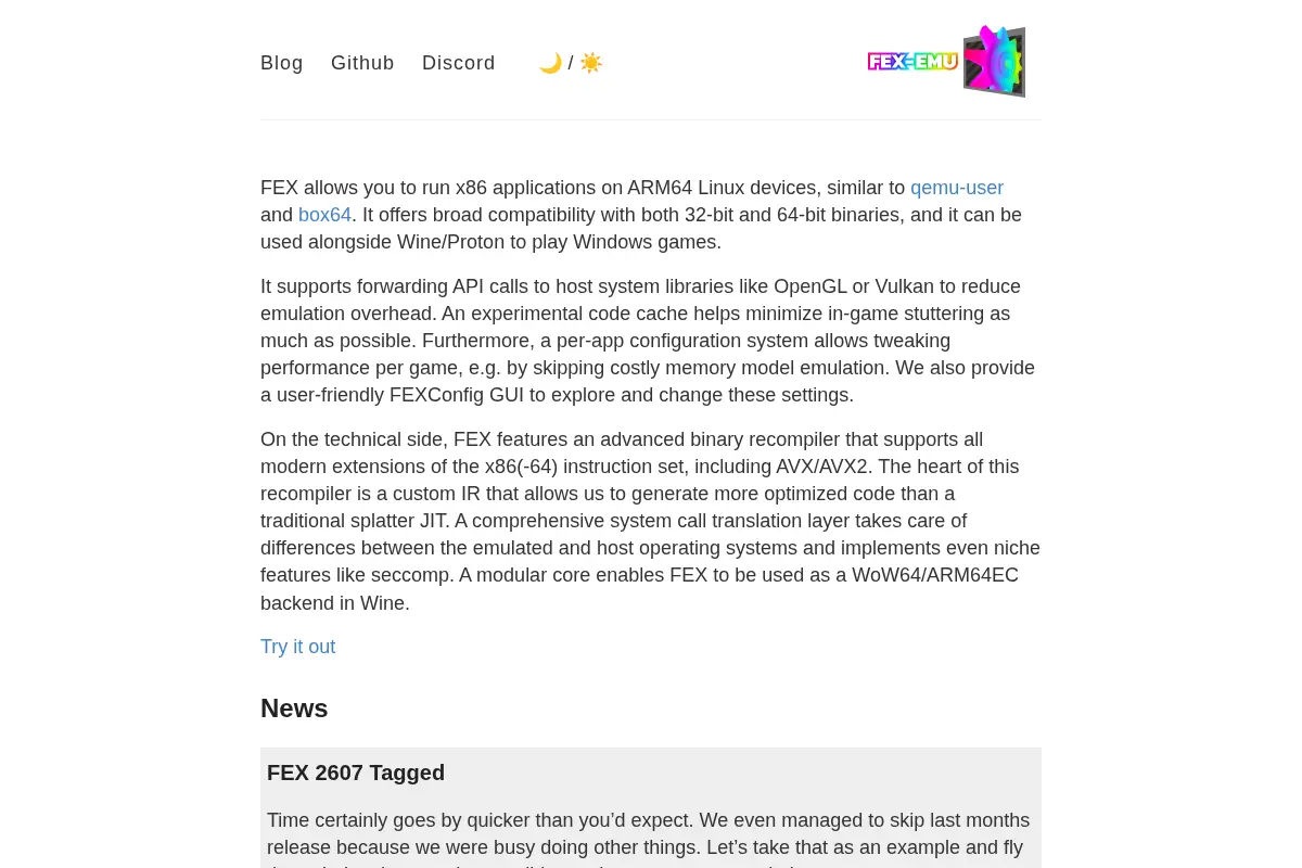 FEX-Emu – A fast linux usermode x86 and x86-64 emulator