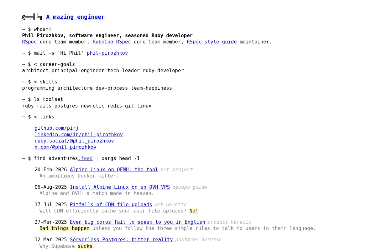 Phil Pirozhkov's personal site