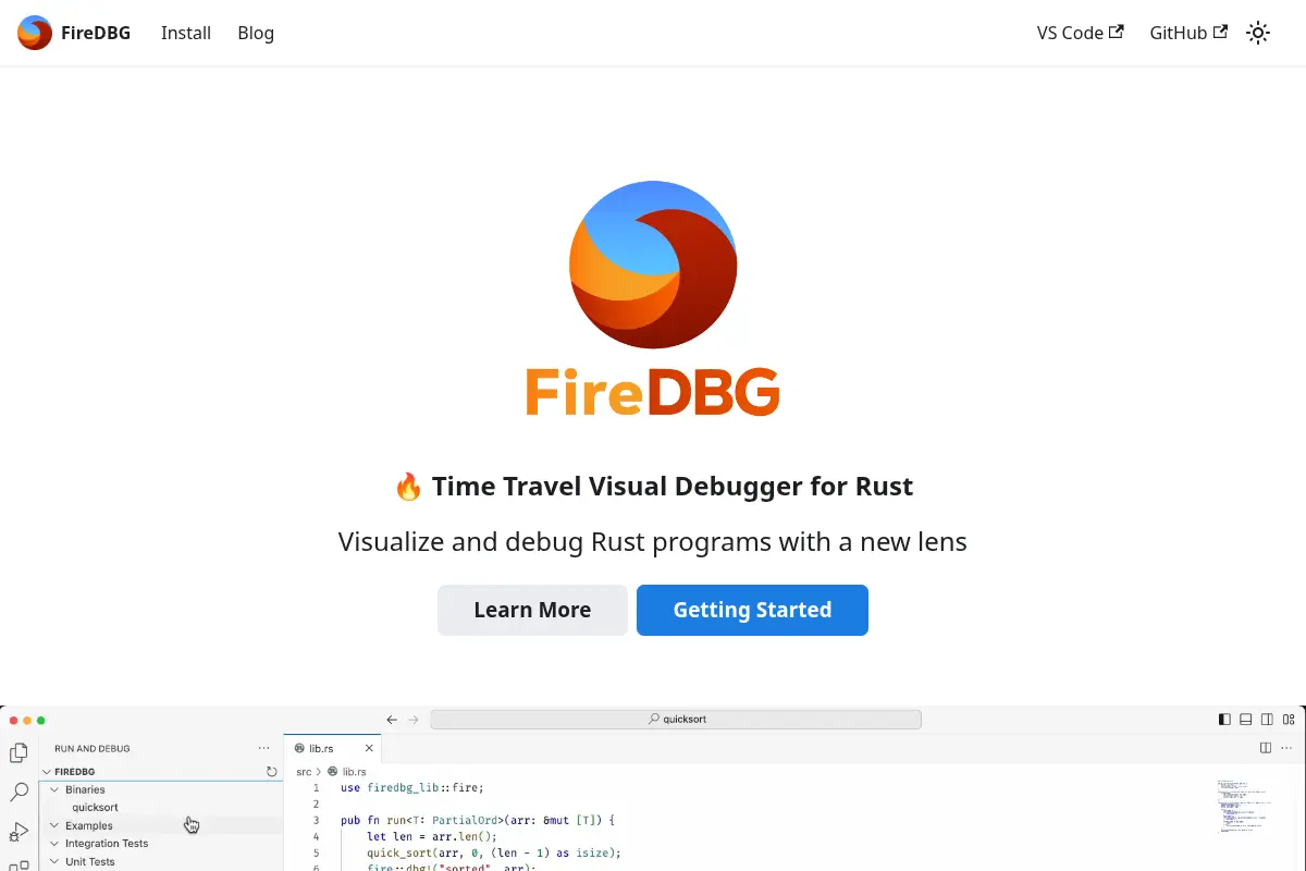 FireDBG - Time Travel Visual Debugger for Rust