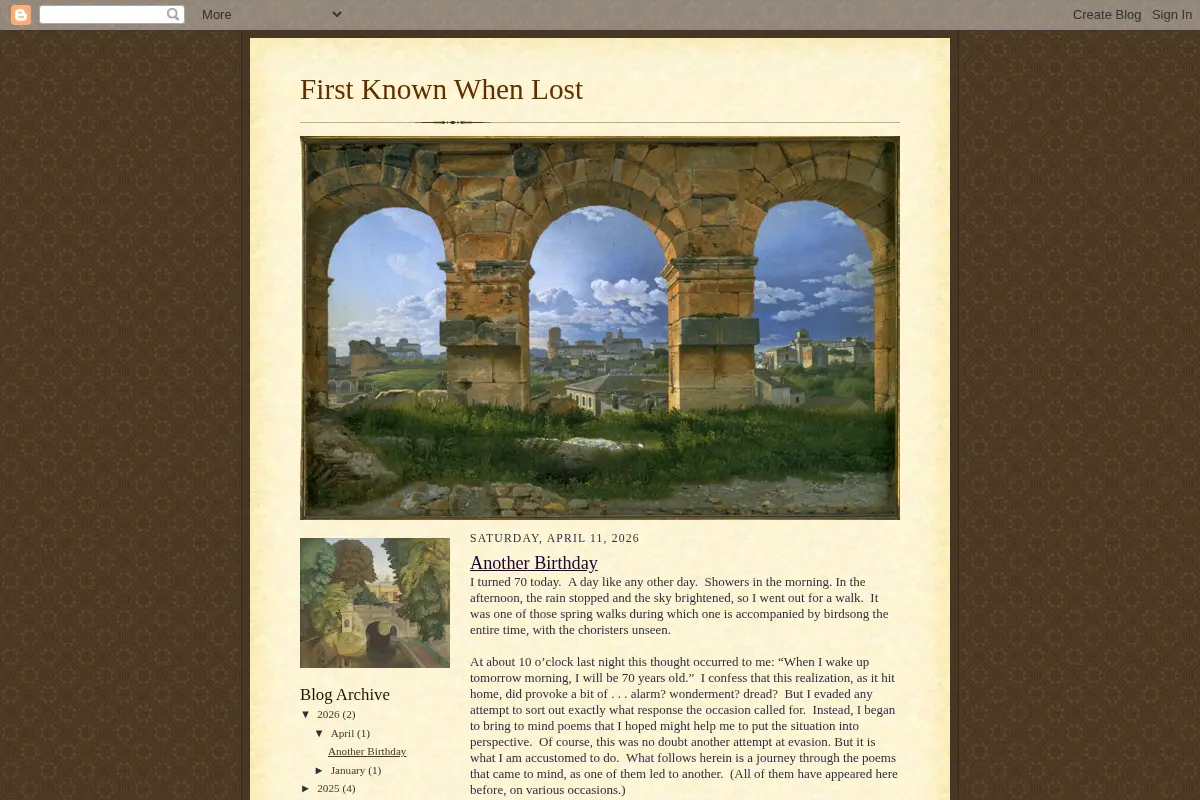 First Known When Lost