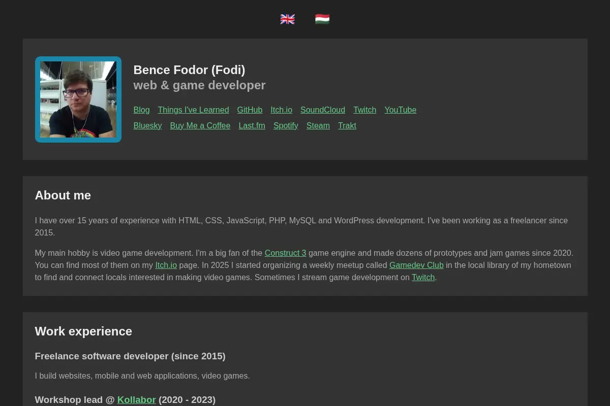 Bence Fodor (Fodi) | web & game developer based in Hungary