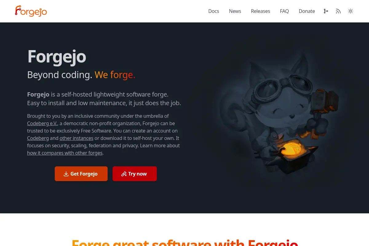 Forgejo – Beyond coding. We forge.