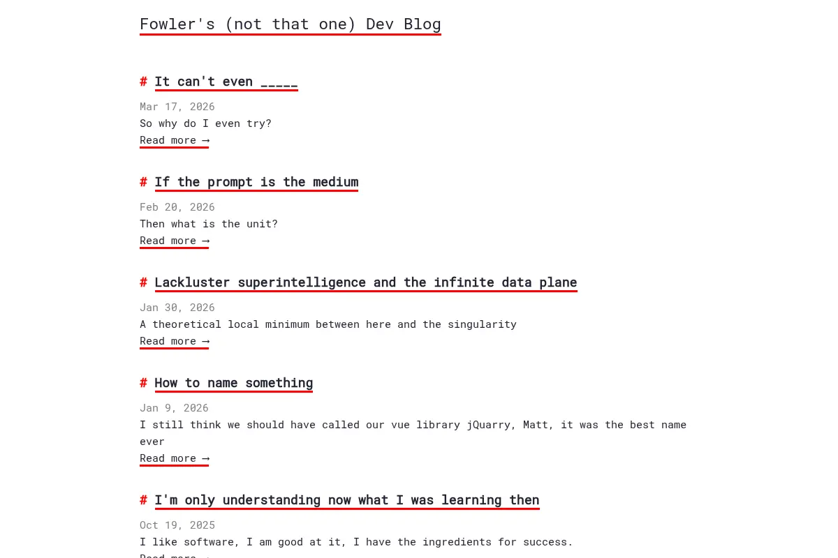 Fowler's (not that one) Dev Blog