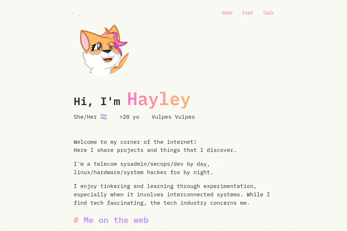 Hayley's corner of the internet