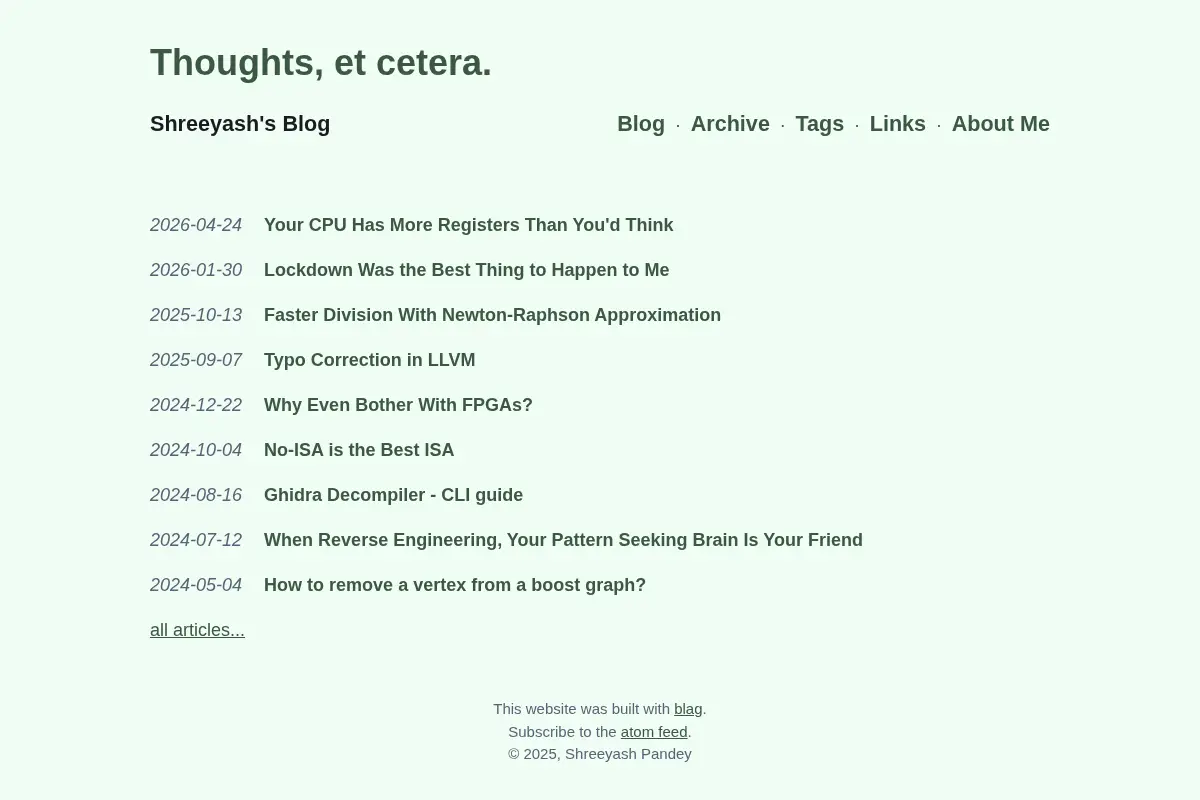 Thoughts, et cetera.