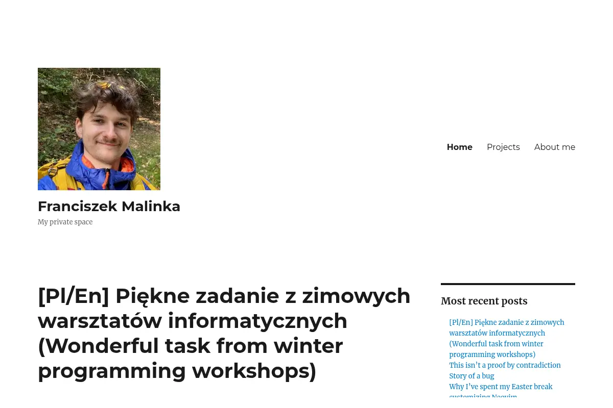 Franciszek Malinka – My private space