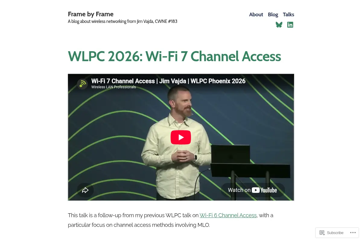 Frame by Frame – A blog about wireless networking from Jim Vajda, CWNE #183