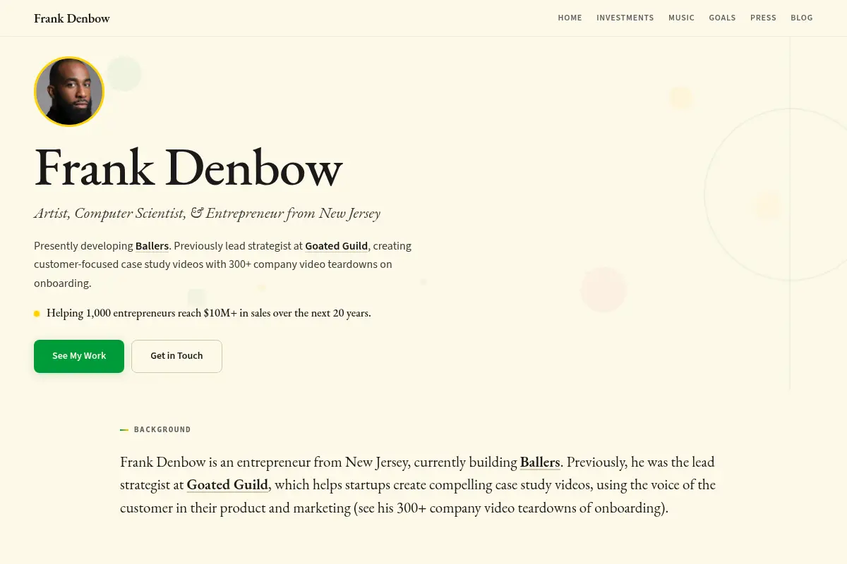 Frank Denbow — Artist, Computer Scientist, & Entrepreneur from New Jersey