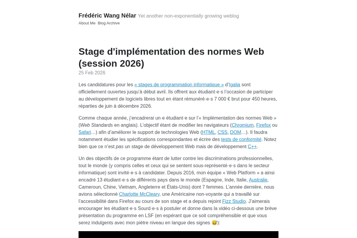 Frédéric Wang Nélar · Yet another non-exponentially growing weblog