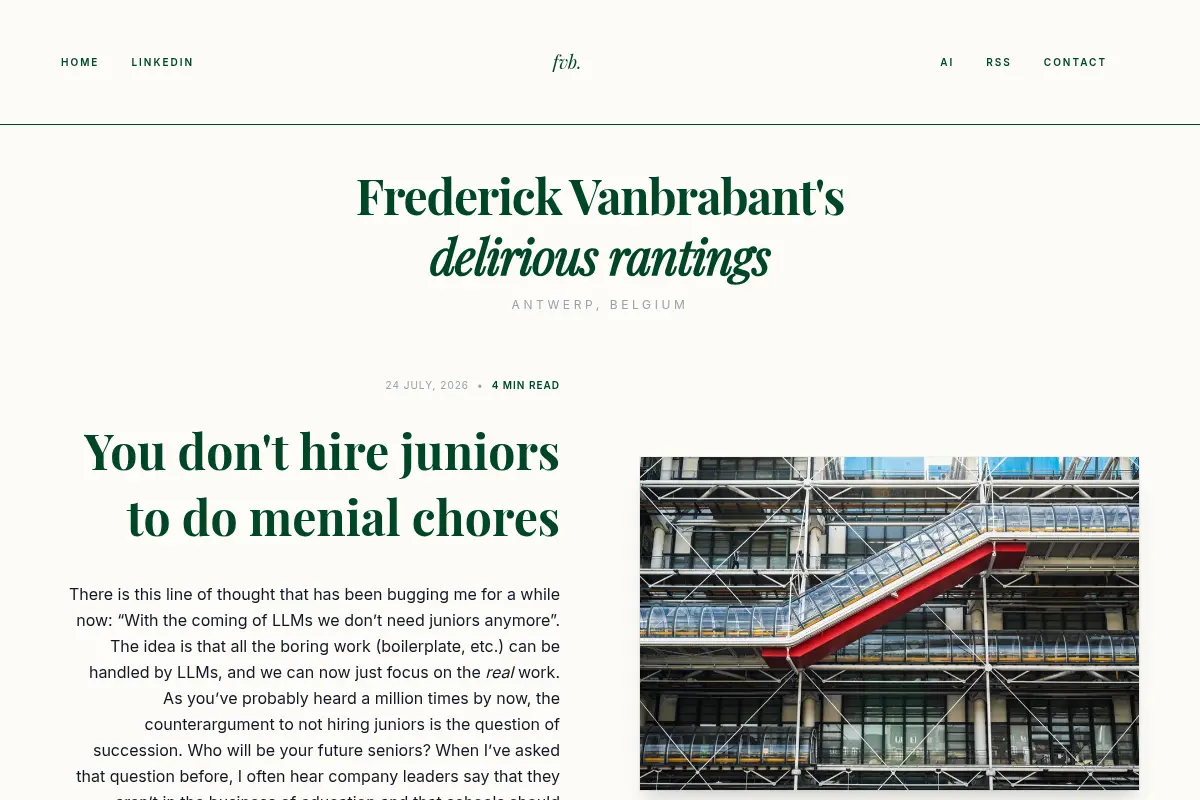 Frederick Vanbrabant's Delirious Rantings