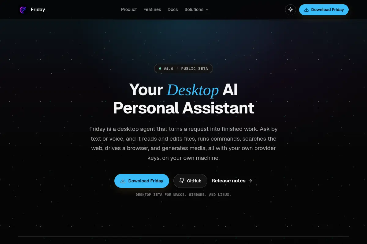 Friday - Your desktop AI assistant for everyday tasks.