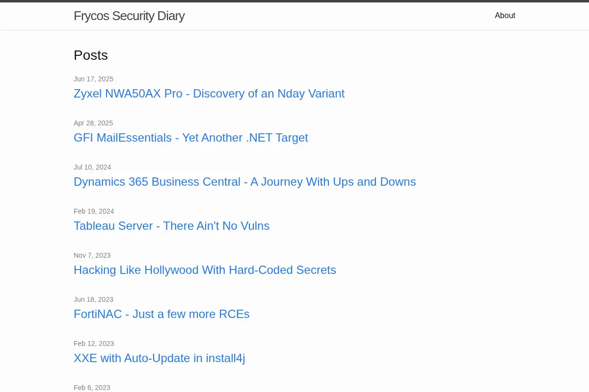 Frycos Security Diary