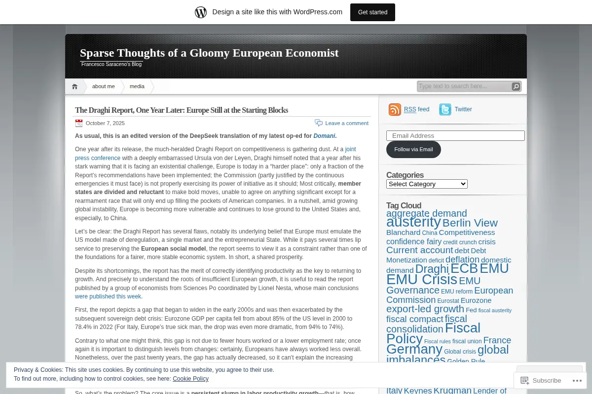 Sparse Thoughts of a Gloomy European Economist