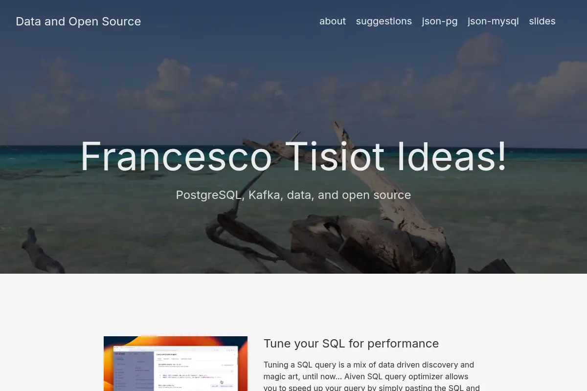 Francesco Tisiot Ideas! | Data and Open Source