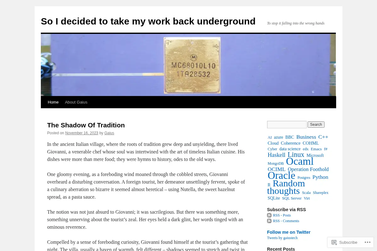 So I decided to take my work back underground