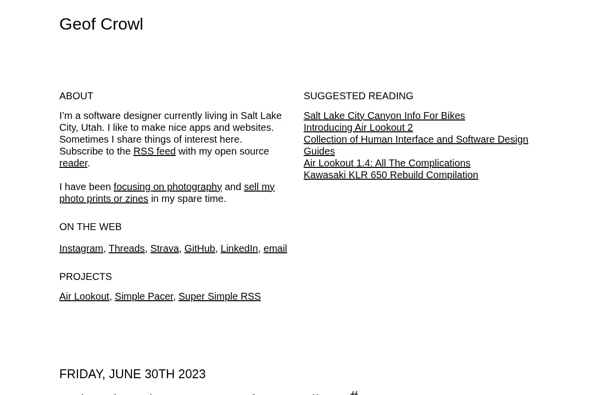 The blog of Geof