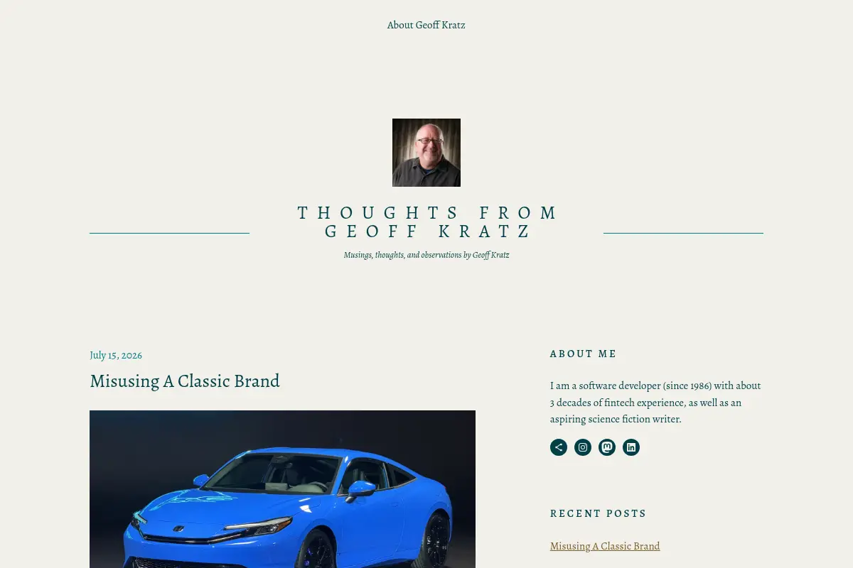 Thoughts from Geoff Kratz