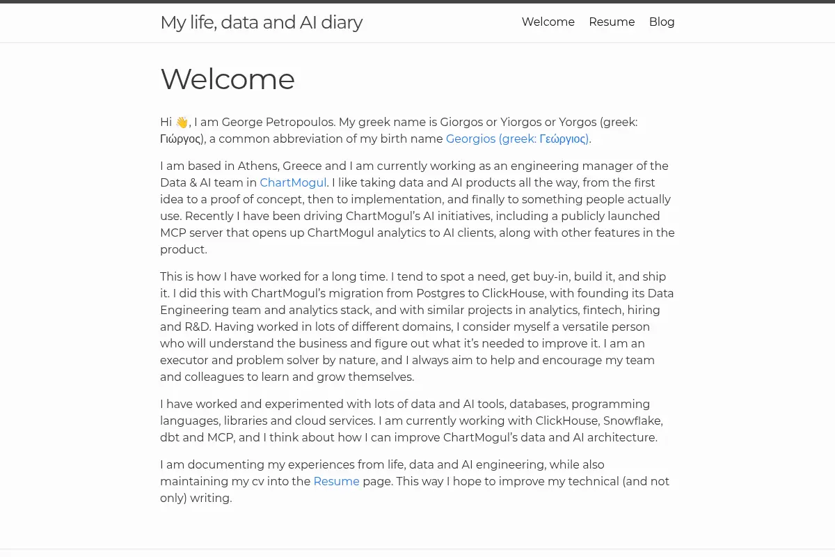 My life, data and AI diary