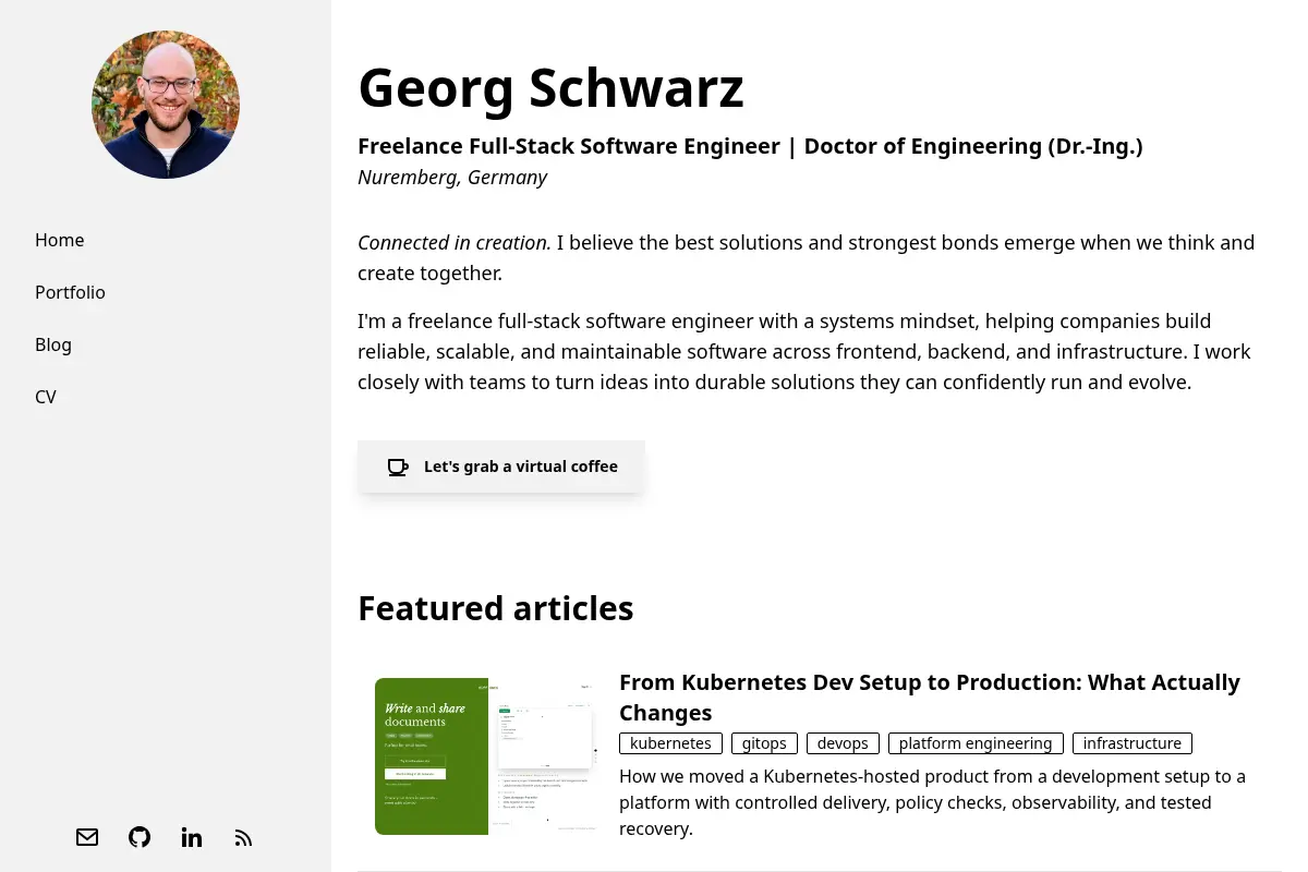 Freelance Full-Stack Software Engineer | Doctor of Engineering (Dr.-Ing.) | Georg Schwarz