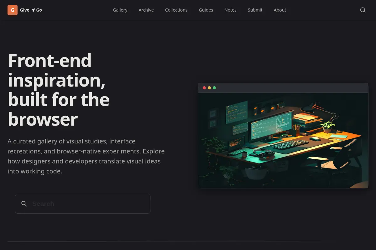 Give 'n' Go — Front-End Inspiration Gallery & Interaction Journal