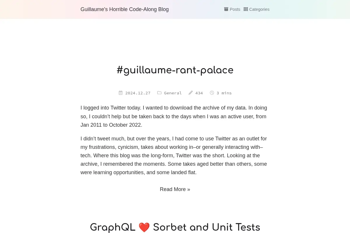 Guillaume’s Horrible Code-Along Blog