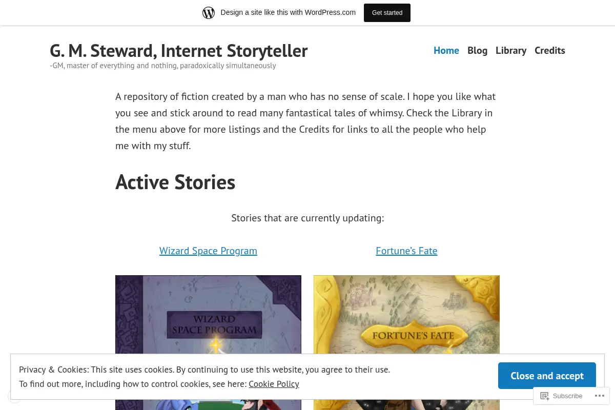 G. M. Steward, Internet Storyteller